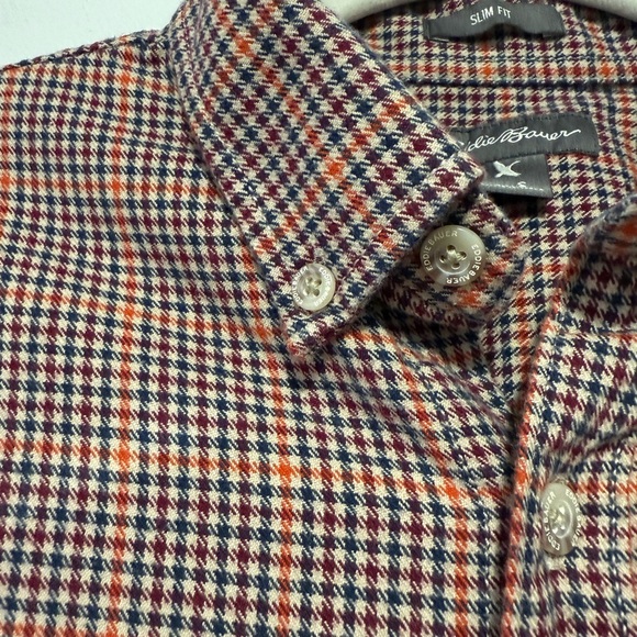 Eddie Bauer Mens Small Check‎ Flannel Long Sleeve Heavy Weight Work Shirt Brown - Picture 4 of 9